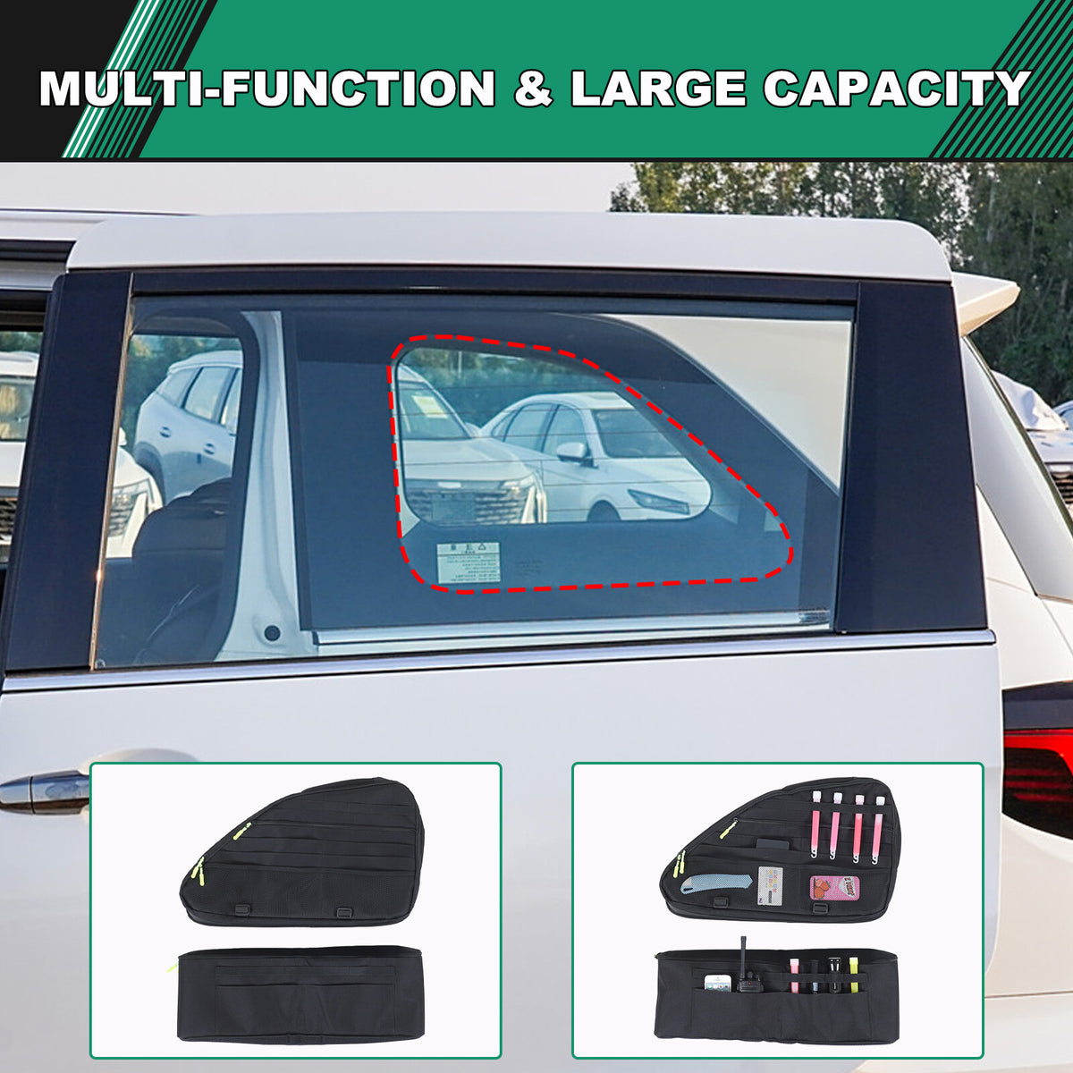 Black Rear Trunk Left Side Storage Bag Organizer For Honda Odyssey RB3 2014-24 16