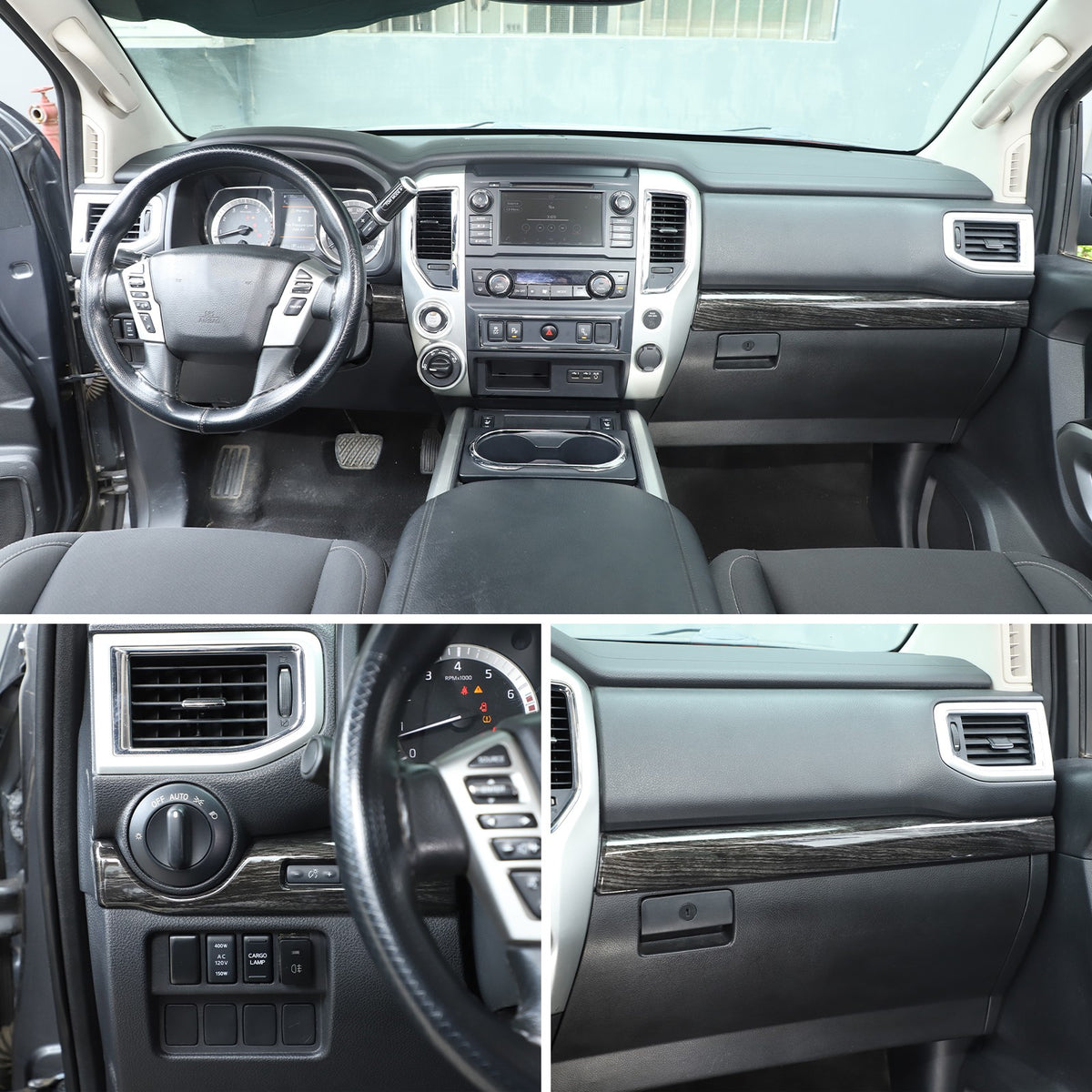 Black Wood Grain ABS Glove Box Upper Trim For Nissan Titan 2016-2023 US 4