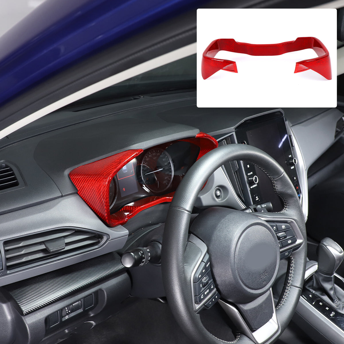 Red Real Carbon Fiber Center Dashboard Trim For Subaru Crosstrek 24+ 7