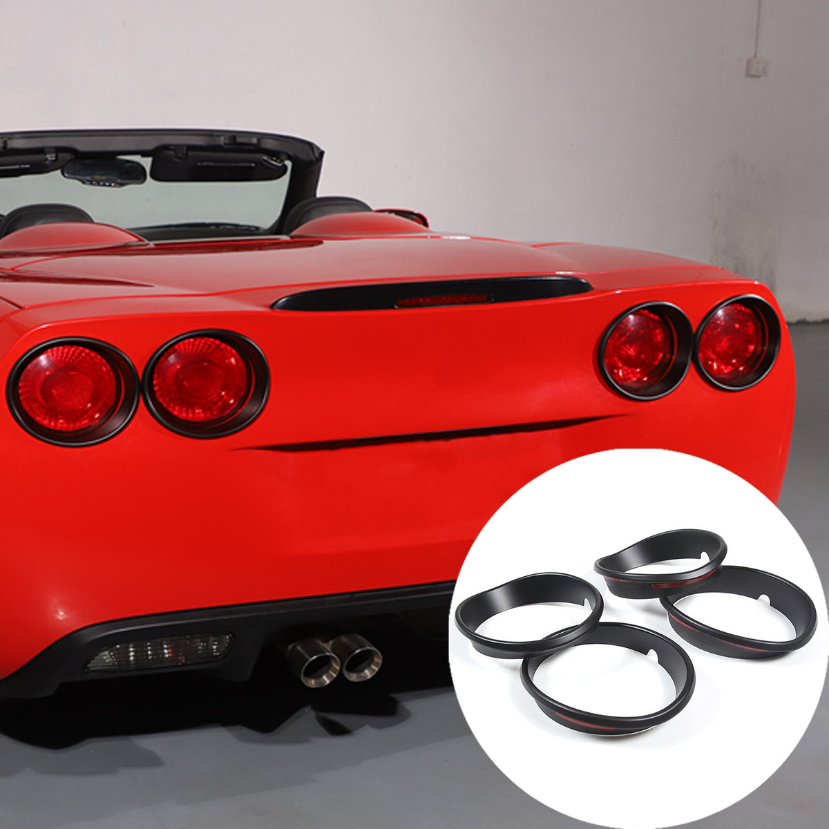 Matte Black Tail Light Lamp Cover Trim Ring Overlay For Corvette C6 2005-2013 3