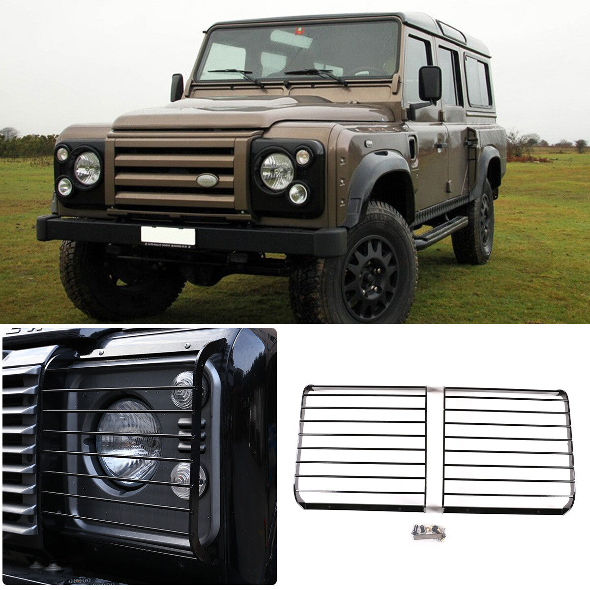Front Headlight Lamp Guard Protector Cover Trim For Land Rover Defender 04-18 1