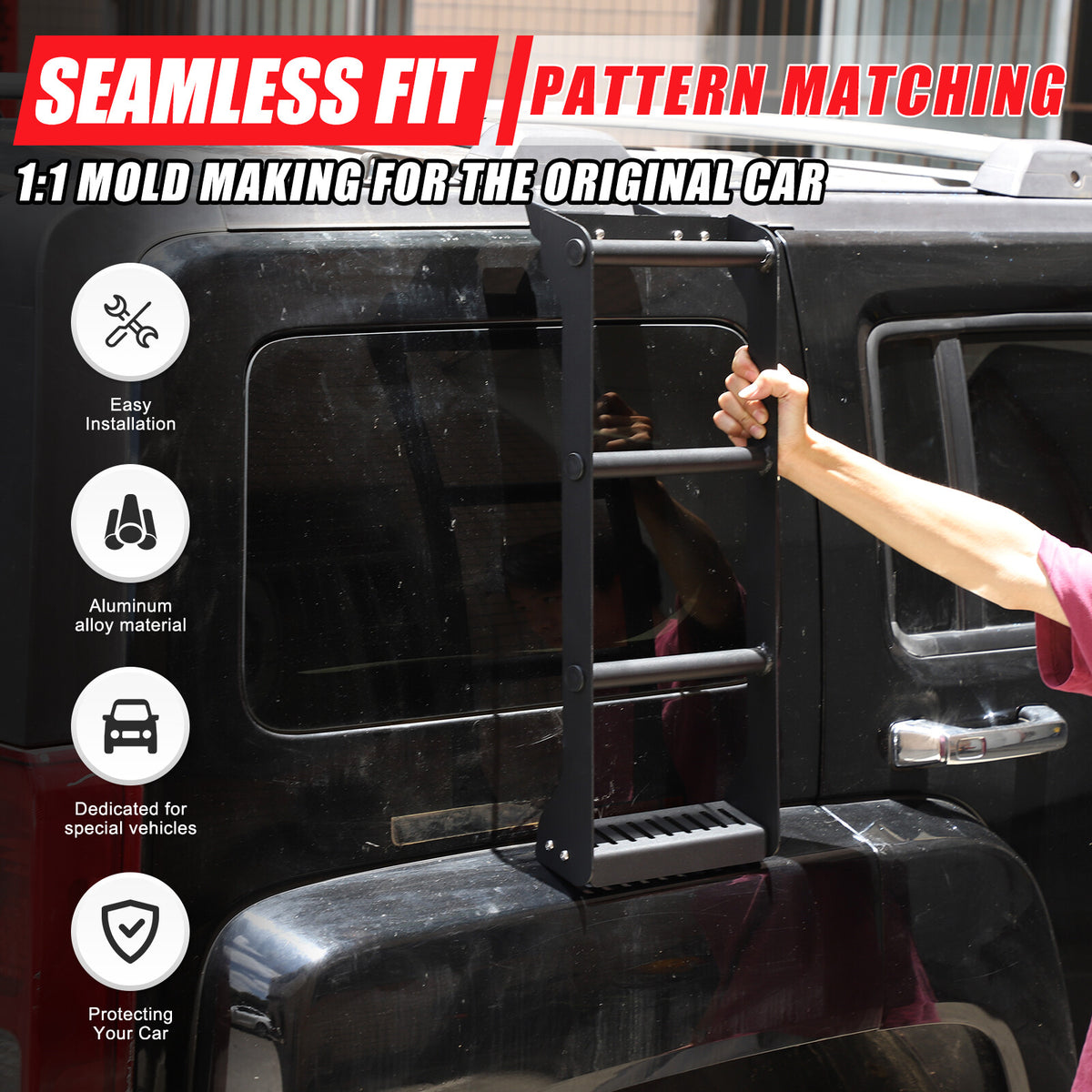 Alloy Black Ladder Luggage basket Side Ladder Climb For Hummer H3 2005-09 US 13