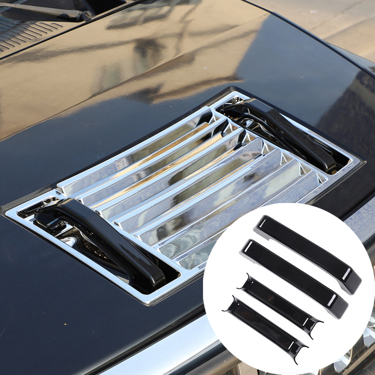 Piano Black Hood Air Deck Vent Grille Panel W Handle Trim For Hummer H2 03-09 US 22