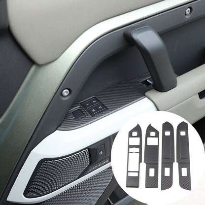 Red Carbon Fiber Window Lift Button Panel Cover Trim For LR Defender 110 20-24 5
