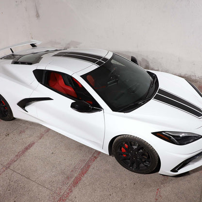 Black Racing Stripe Overlay Graphic Decal Flat Vinyl Fit For Corvette C8 2020-26 6