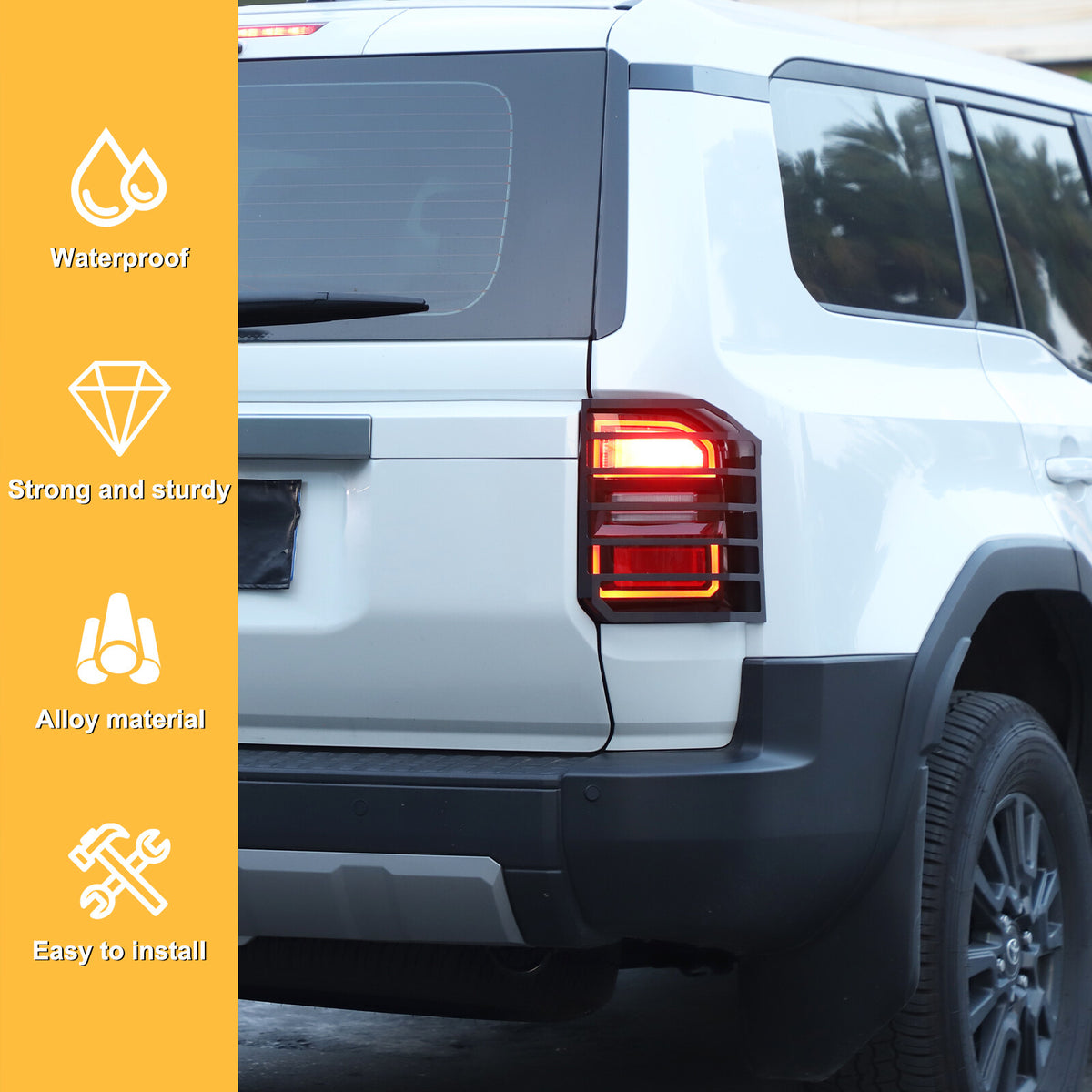 Black Alloy Rear Tail light lamp Cover trimFor Toyota Land Cruiser LC250 24+ 8