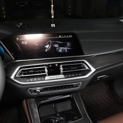 Real Carbon Fiber Interior Dashboard Panel Cover Trim For BMW X5 2019-2023 US 13