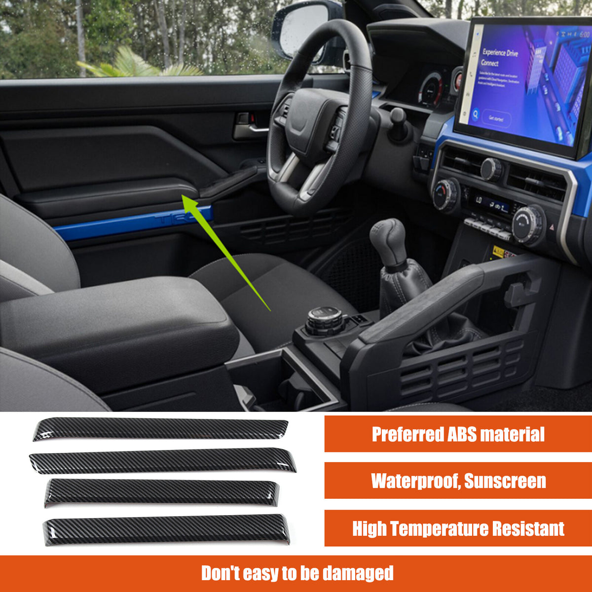ABS Carbon Fiber Interior Full Set Panel Cover Trim Kit for Toyota Tacoma 24-26 - Styles 1-5 37