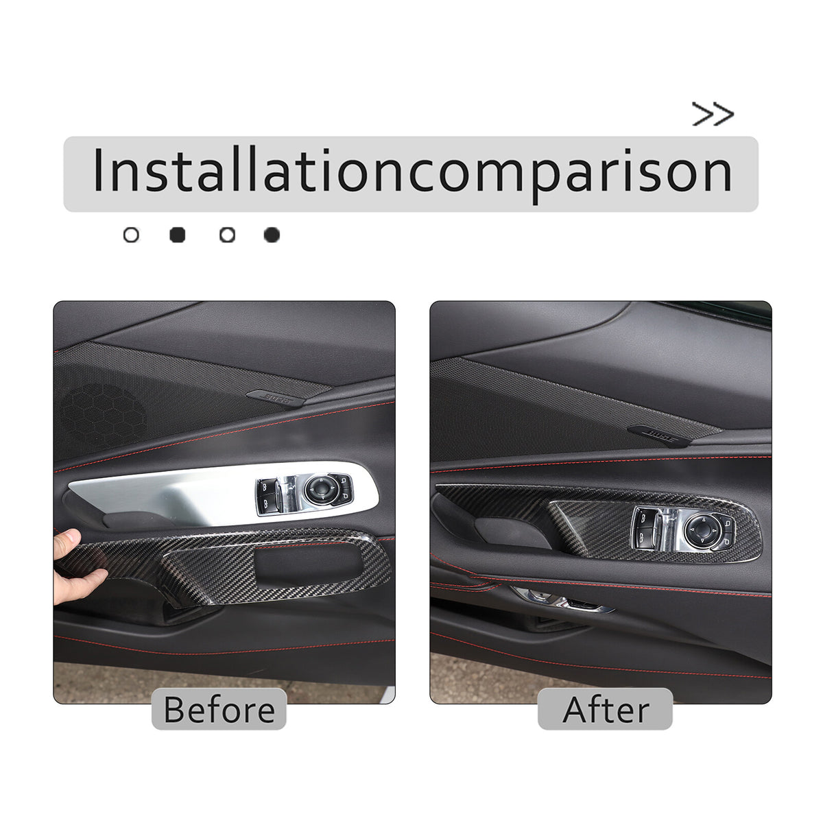 Real Carbon Fiber Window Lift Switch Panel Cover Trim For Corvette C8 Coupe 20+ 4