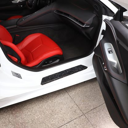 Forged Carbon Fiber Door Plate Sill Scuff Cover Trim For C8 Corvette 2020-26 7