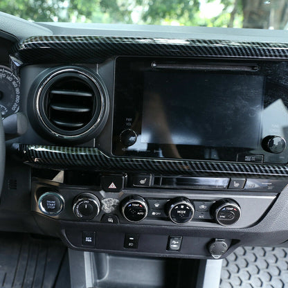 Carbon Fiber Central Control Dashboard Decorative Cover For Toyota Tacoma 16-23 11