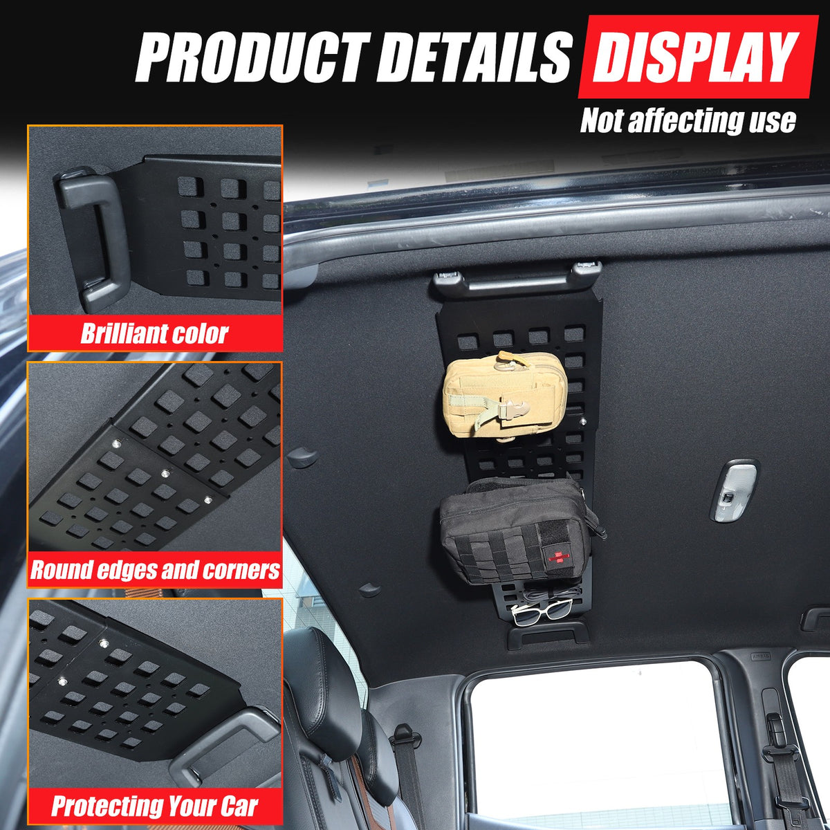 Alloy Rear Roof Hanging Storage Rack Molle Panel For Ford Ranger T6 2015-2021 11