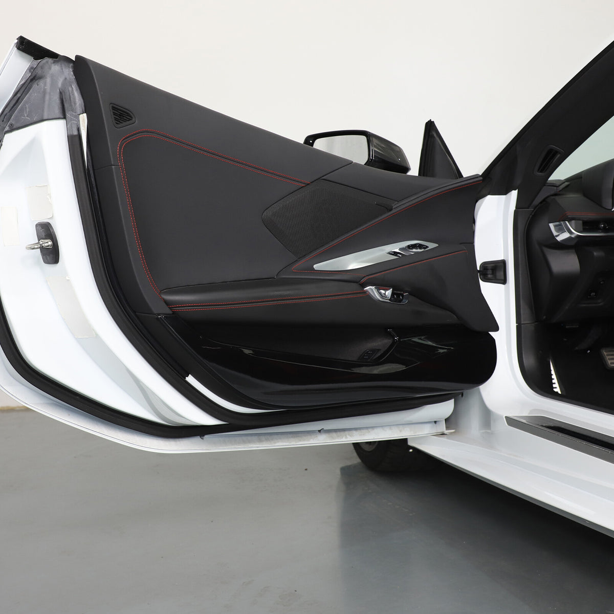 Glossy Piano Black ABS Interior Door Anti-Kick Panel Trim For Corvette C8 20+ US 2