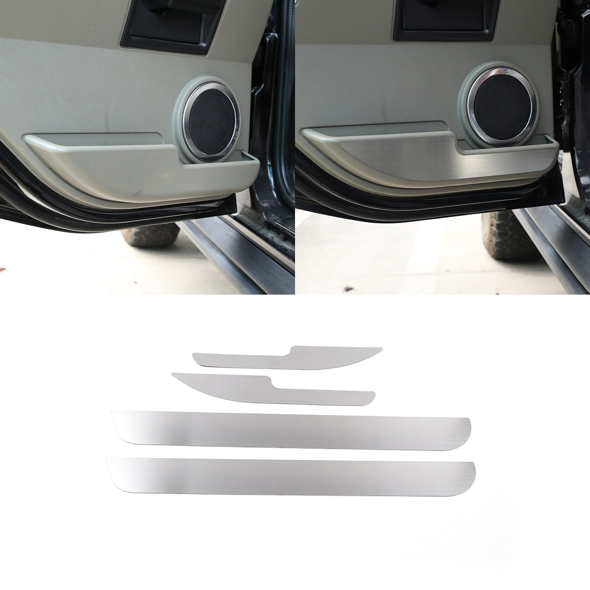4PCS Silver Steel Inner Door Anti-Kick Panel Sticker Trim For Hummer H2 03-07 3