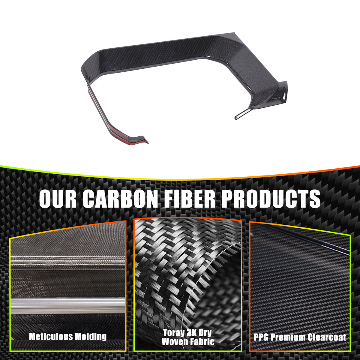 Real Carbon Fiber Dashboard Instrument Trim For Land Cruiser Prado LC250 24+ 7
