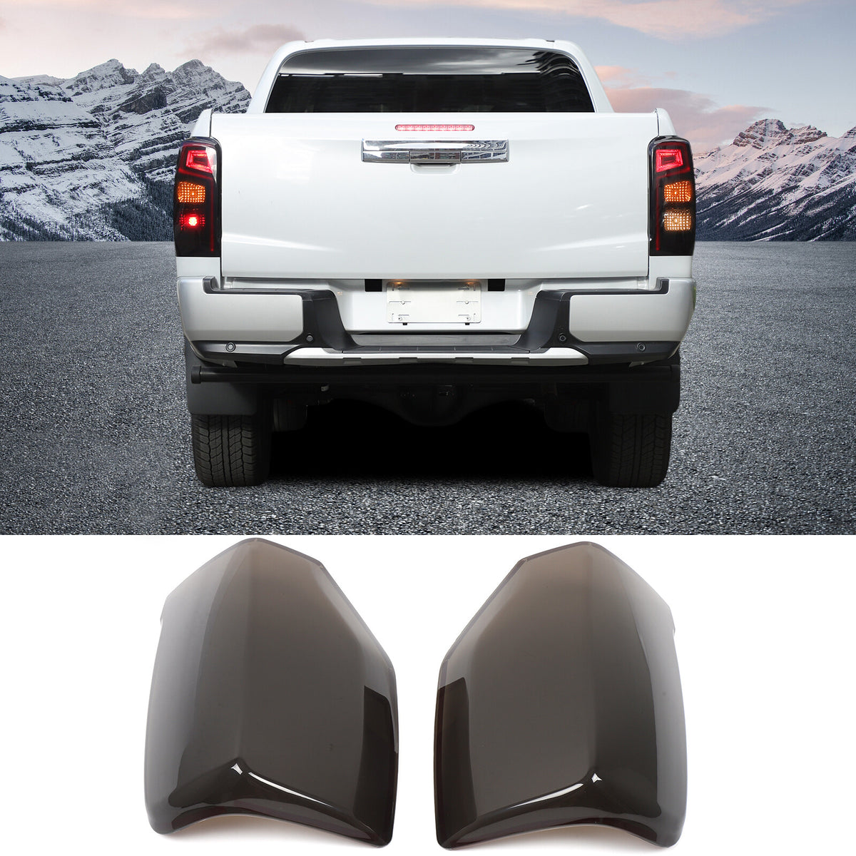 ABS Transparent Smoked Black Gray Tail Light Cover For Mitsubishi L200 2019+ 15