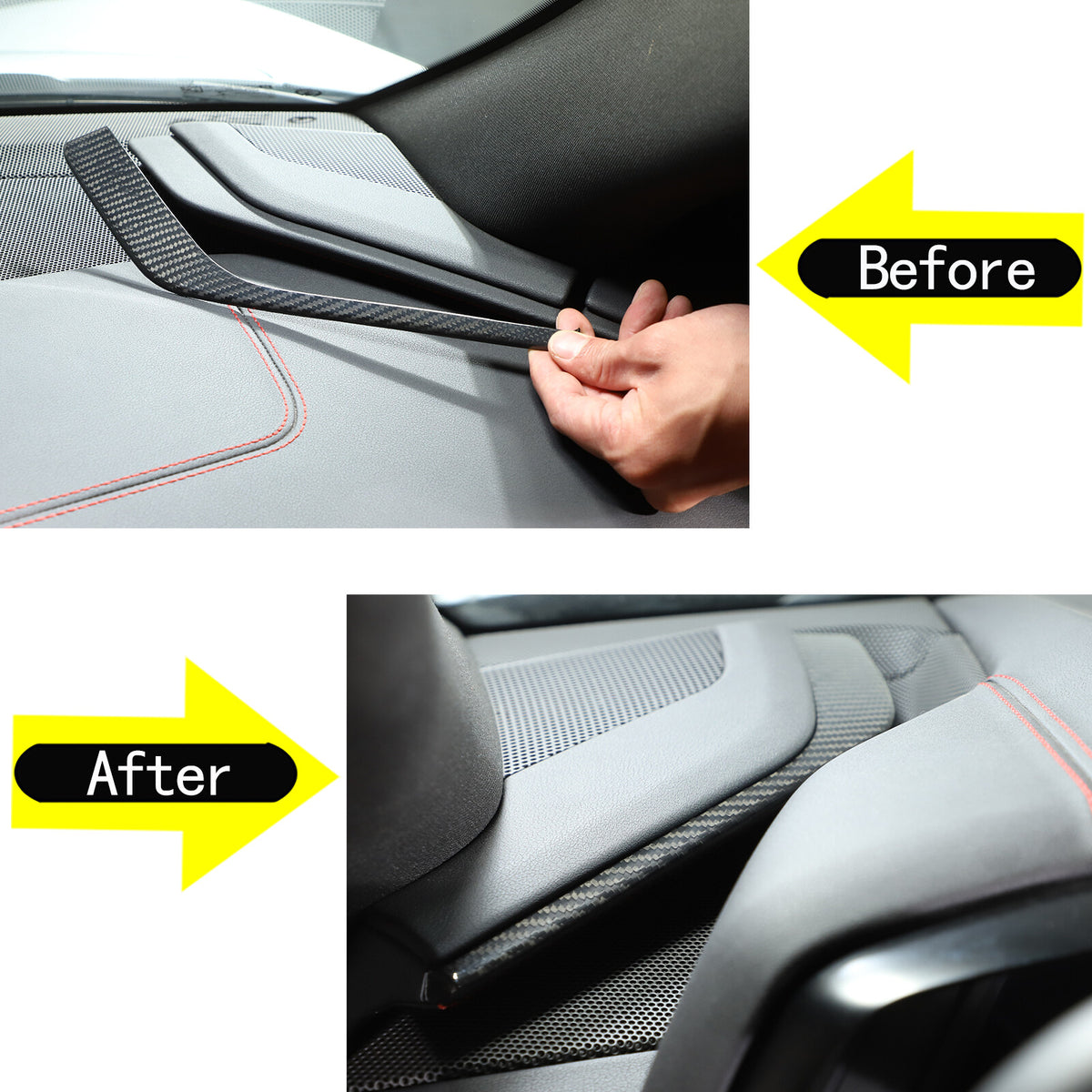 Real Carbon Fiber Interior Center Console Dashboard Trim Strip For Corvette C8 10