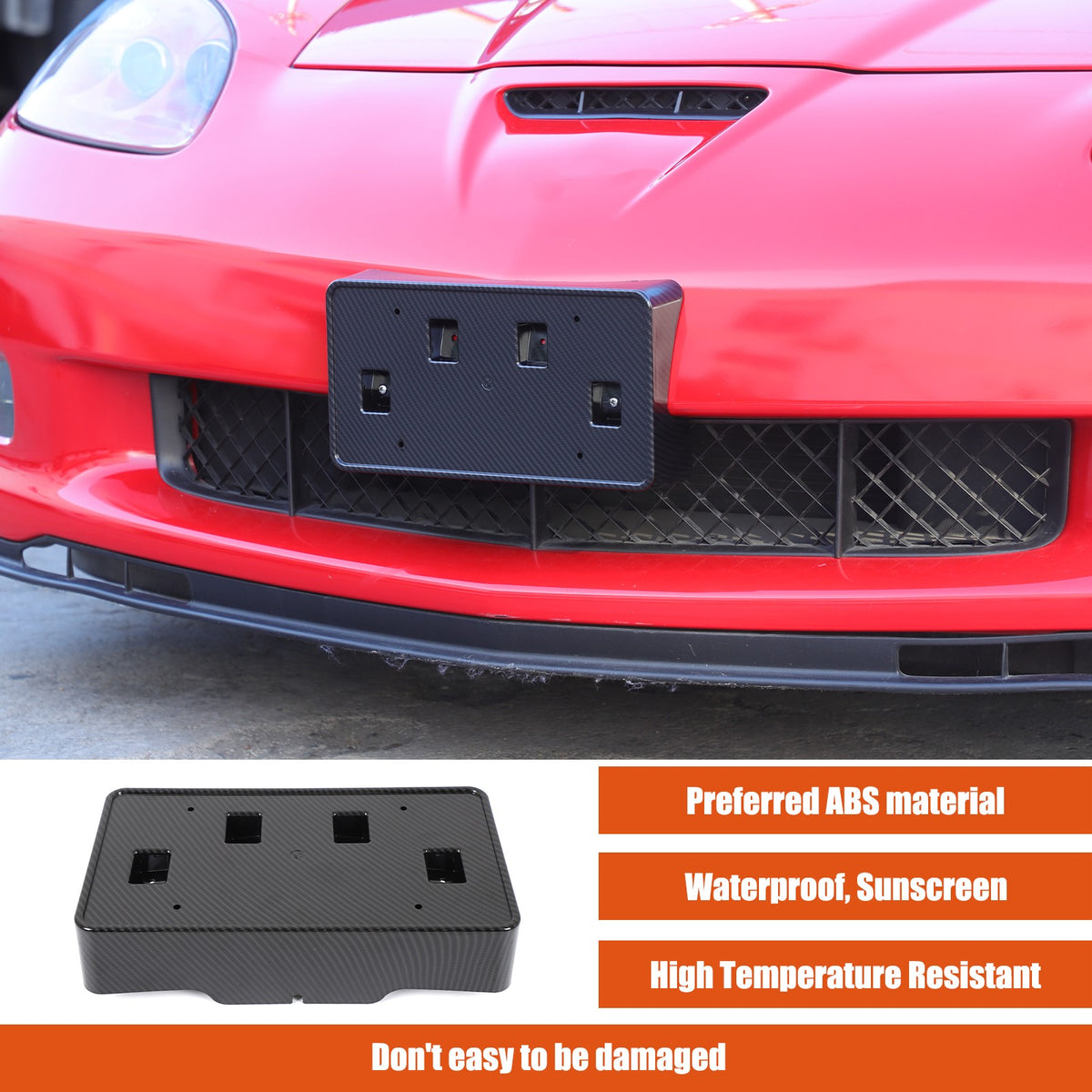 Carbon Fiber Front License Plate Bracket Holder For Corvette C6 05-13 US Version 1