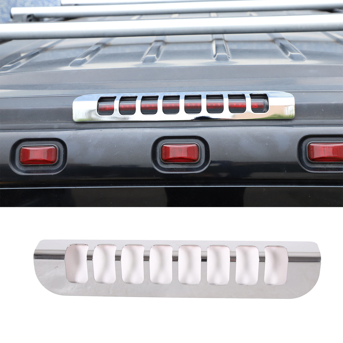 Silver Alloy 3rd High Mount Brake Light Trim Cover For Hummer H2 2003-2009 2