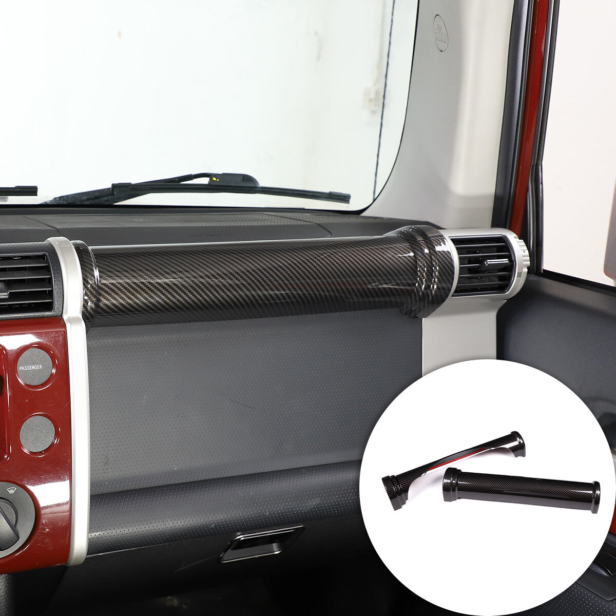 For Toyota FJ Cruiser 07-21 ABS Carbon Fiber Dashboard Center Console Cover Trim 9