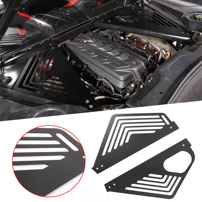 For Corvette C8 Coupe 2020-2026 Black Alloy Car Engine Bay Panel Cover Black 2