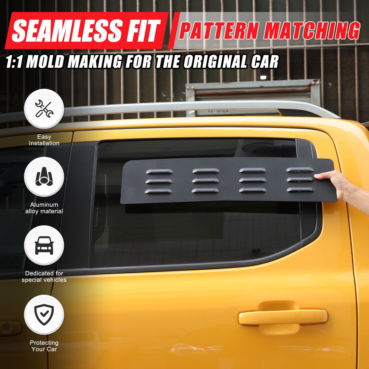 Aluminum Rear Door Window Louver Air Vent Panel Trim For Ford Ranger T9 2023+ 23