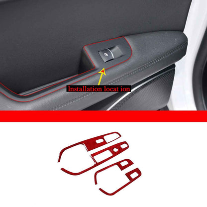 Red Real Carbon Fiber WindowLift Switch Panel Trim For Alfa Romeo Stelvio 17-20 11