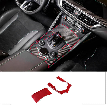 Red Carbon Fiber Gear Shift Panel Cover Trim For Alfa Romeo Stelvio 07-19 3
