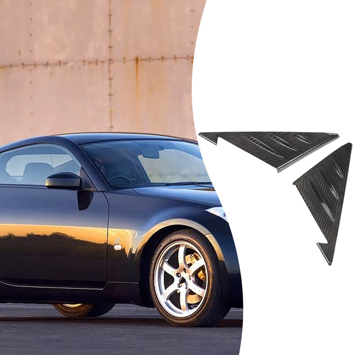 Real Carbon Fiber A-Pillar Triangle Trim For Nissan 350Z Z33 2003-2006 12