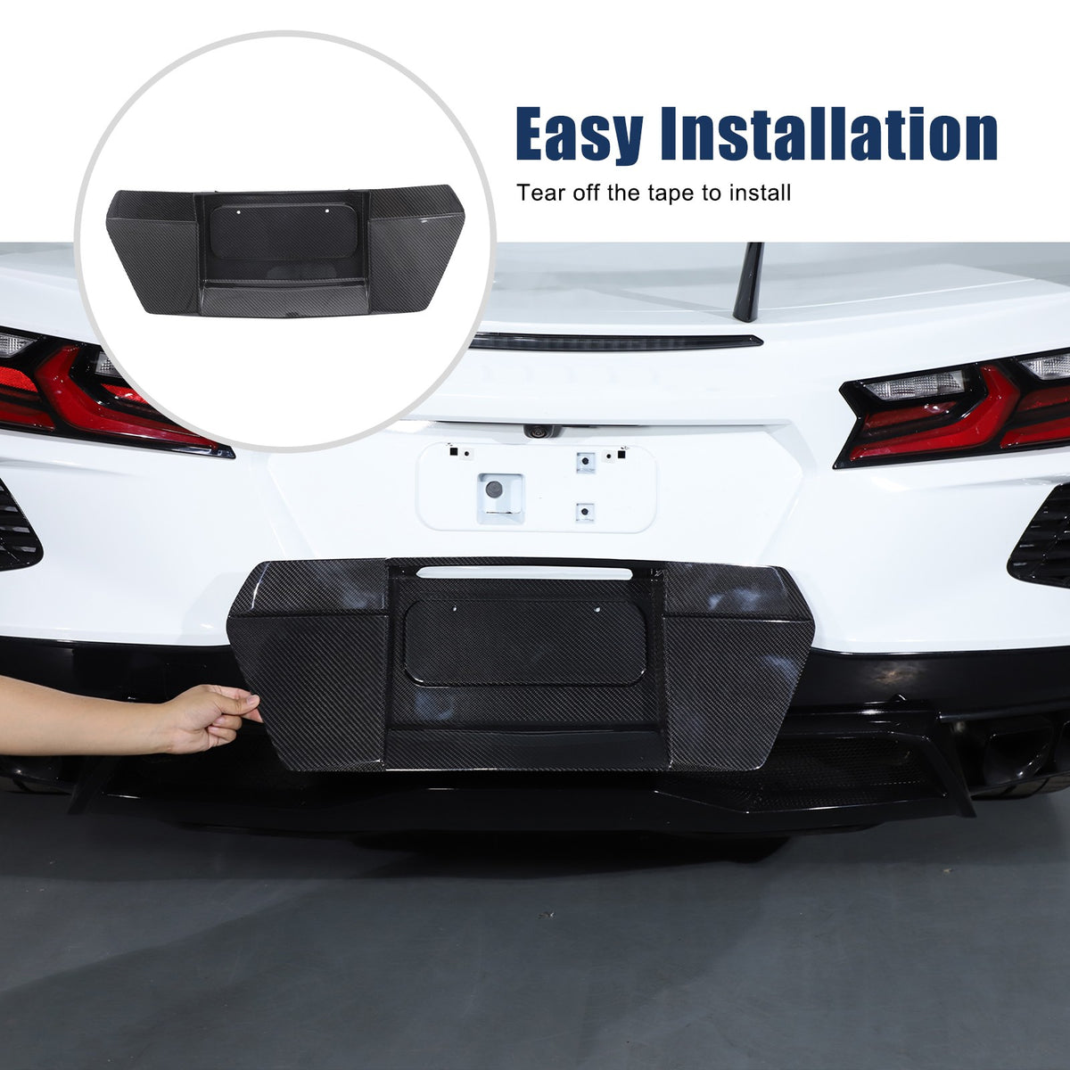 REAL CARBON FIBER Rear license plate Frame Cover For Corvette C8 Stingray Z51 US 10