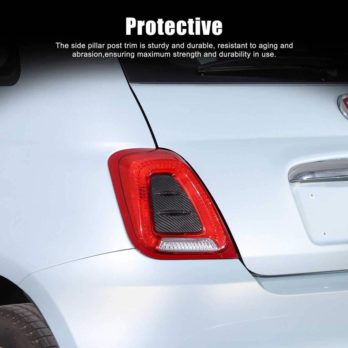 Real Carbon Fiber Rear Taillight Panel Trim For Fiat 500 Abarth 595 695 2016+ 6