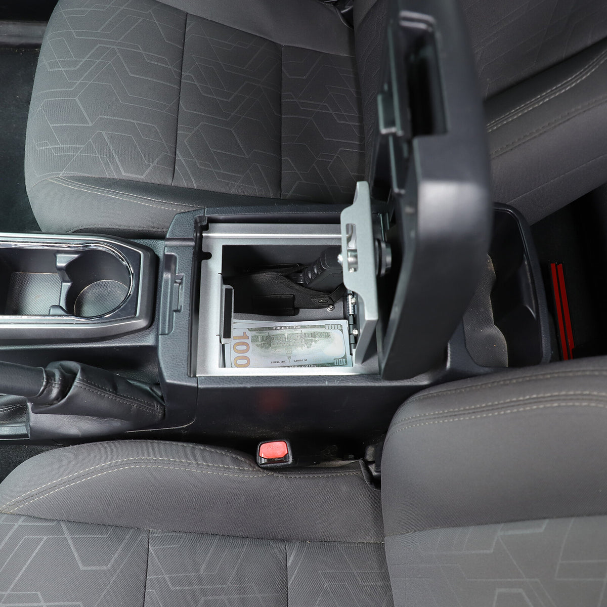 Silver Center Console Safe Armrest Storage Lock Box TRAY For Toyota Tacoma 16-22 15