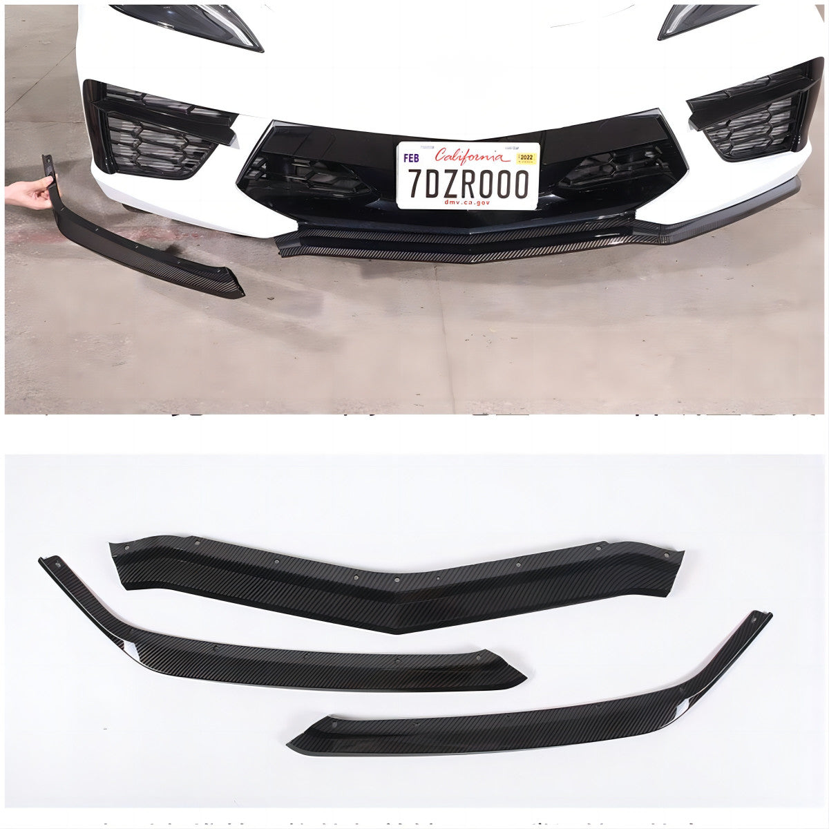 ABS Carbon Replacement Front Bumper Lip Splitter Kits Set For Corvette C8 20-25 18