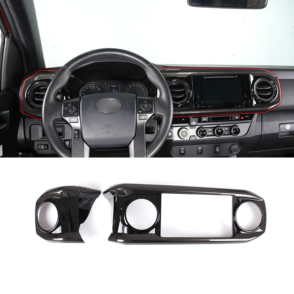 ABS Carbon Dashboard U Shape Air Vent Outlet Cover trim For Toyota Tacoma 16-23 10