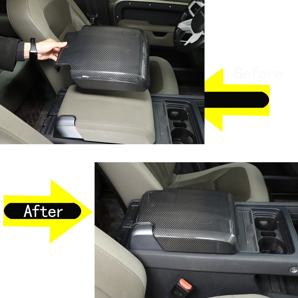 Real Carbon Fiber Center Console Armrest Box Cover For LR Defender 90 110 20-24 17