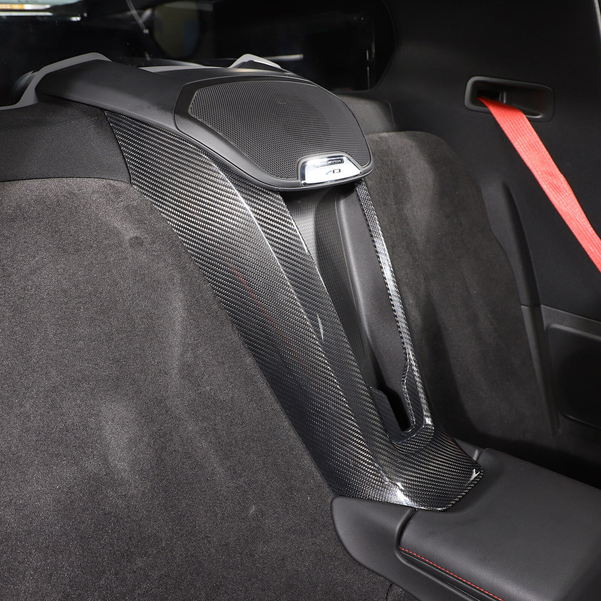 Real Carbon Fiber Waterfall Console Wireless Charger Cover For Corvette C8 20-26 11