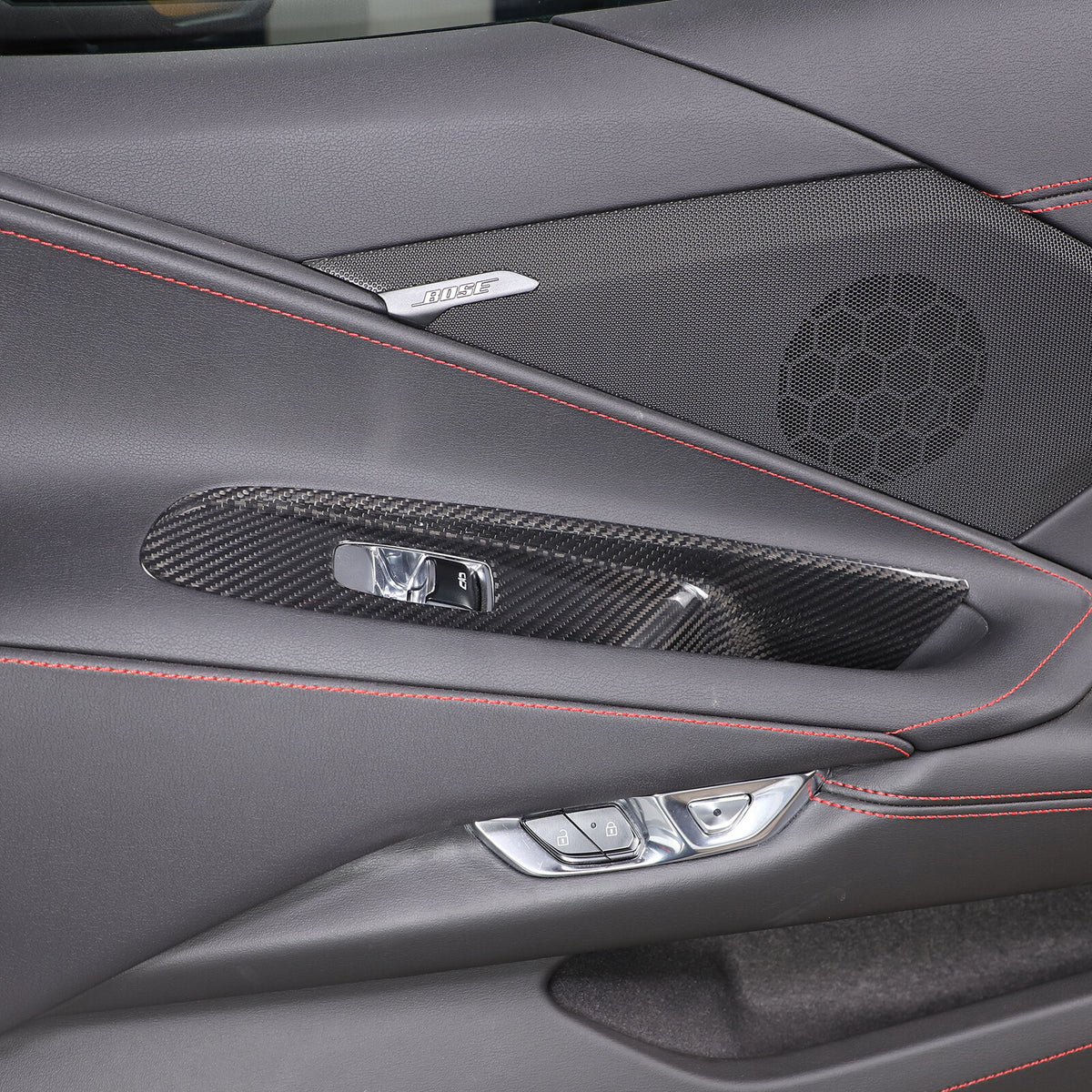 Real Carbon Fiber Window Lift Switch Panel Cover Trim For Corvette C8 Coupe 20+ 10