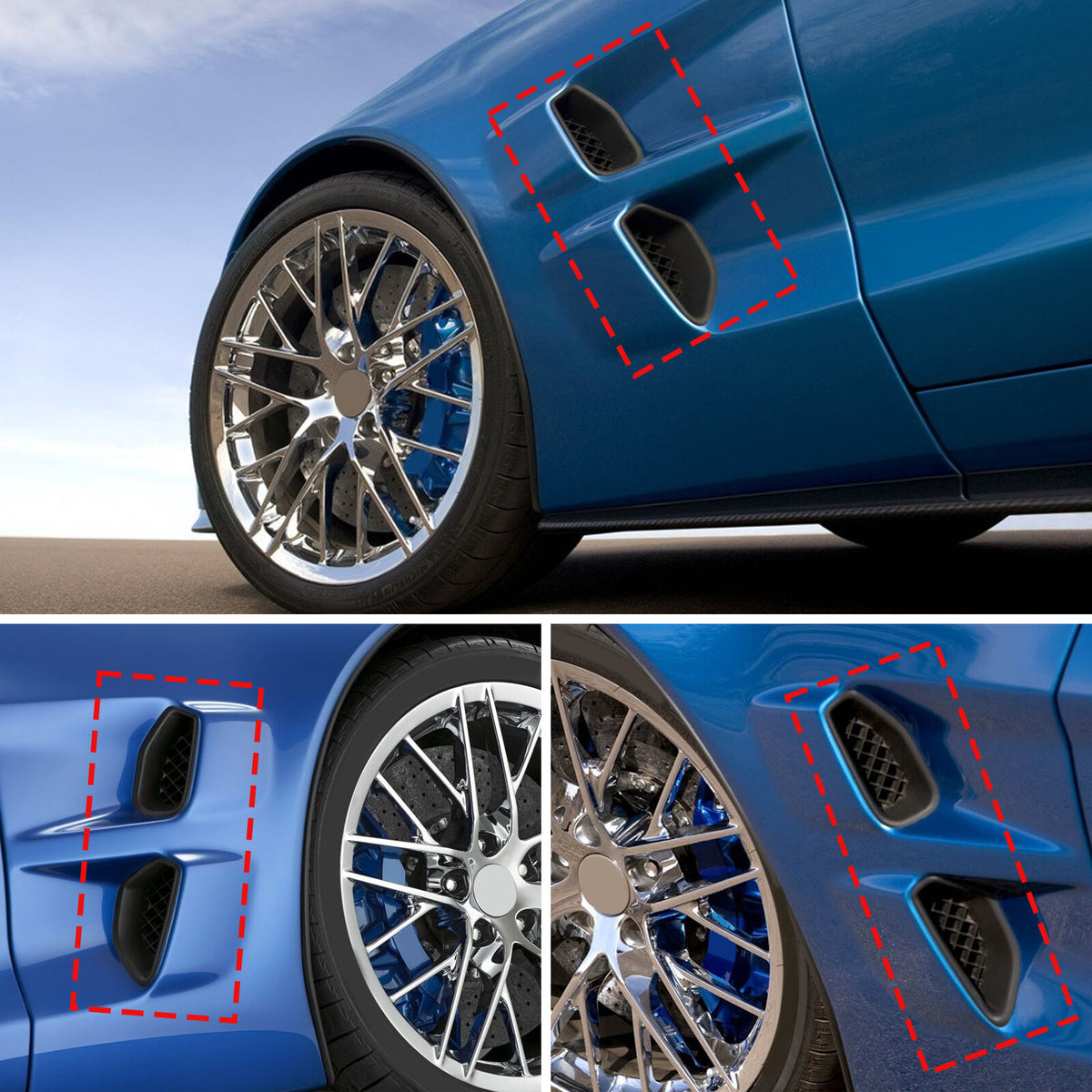 Real Dry Carbon Fiber Side Air Outlet Fender Trim For Corvette C6 ZR1 2009-2013 9