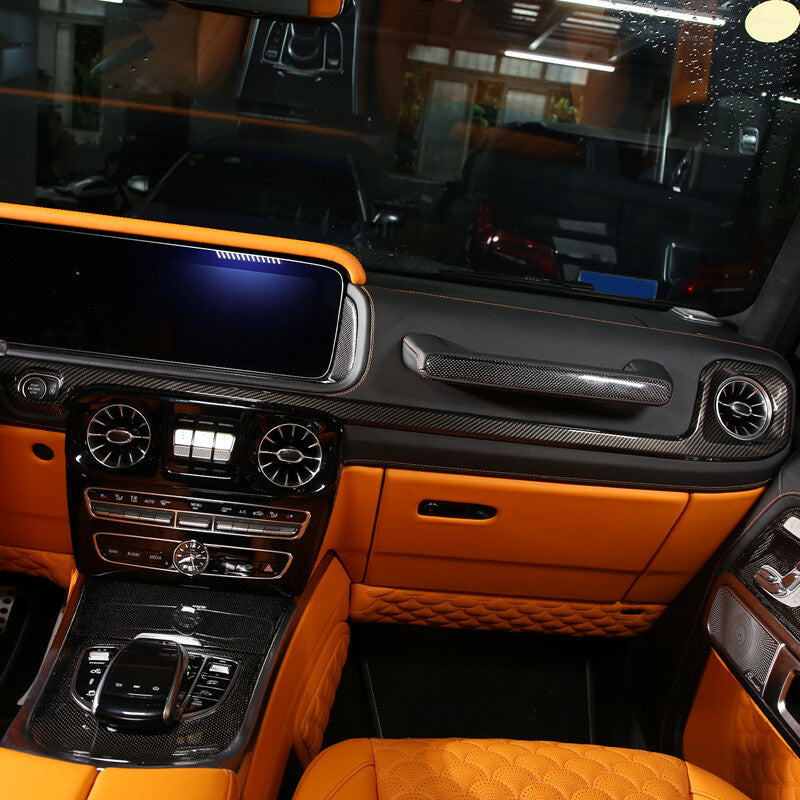 Carbon Fiber Dashboard Center Console Cover Trim For Benz G Class 19-2022 4