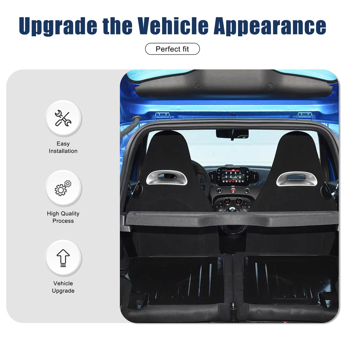 Real Carbon Fiber Rear Seat Back Cover For Fiat 500 Abarth 595 2016-2024 15