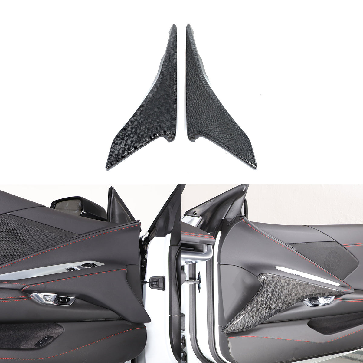 Real Honeycomb Carbon Fiber Interior Door Panel Cover Trim For Corvette C8 20-26 23