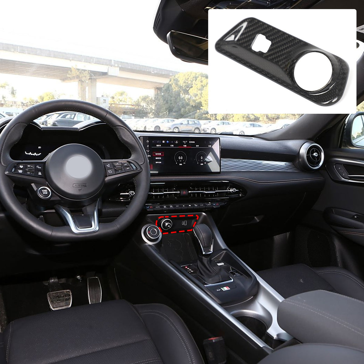 Real Dry Carbon Fiber Interior Center Console trim Kit For Alfa Romeo Tonale 23+ - Variants 1-5 11