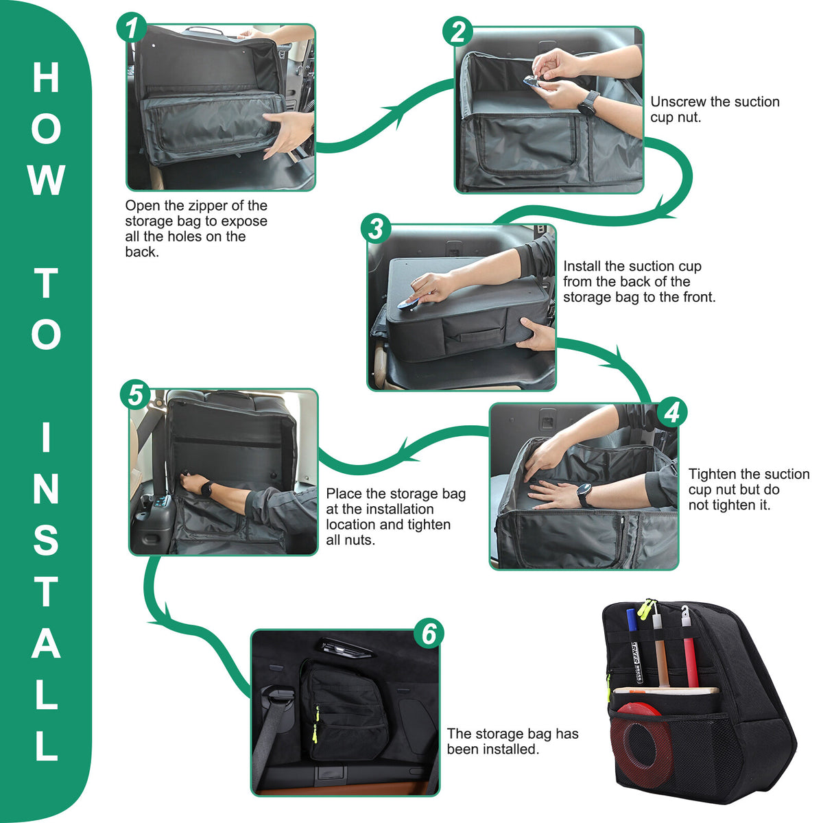 Black Rear Trunk Side Storage Bag Pockets Organizer For BMW X7 G07 2019-23 23