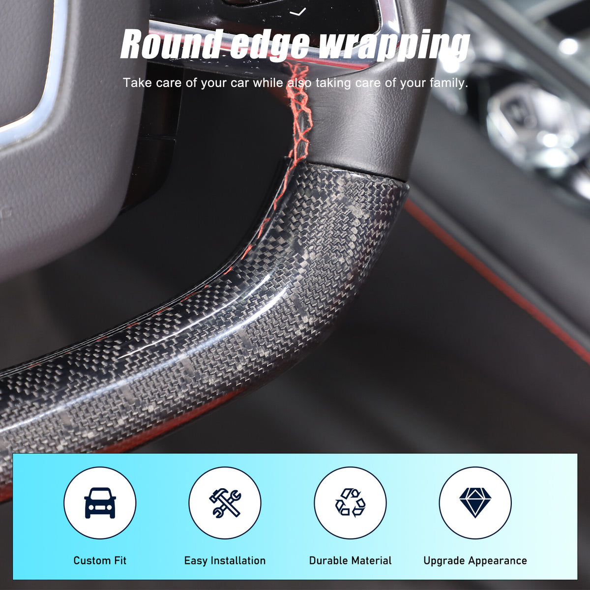 Real Honeycomb Carbon Fiber Steering Wheel Top Handle Cover Trim For C8 Corvette 24