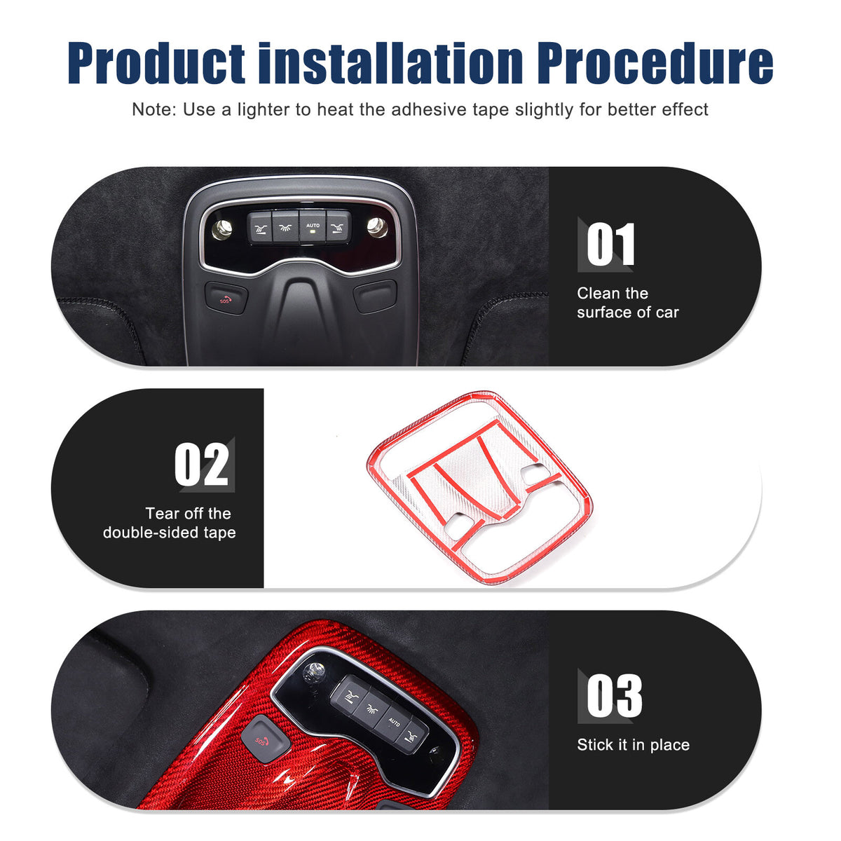 Red Real Carbon fiber Reading light Switch Trim Cover For Lotus EMIRA 2021-2025 17