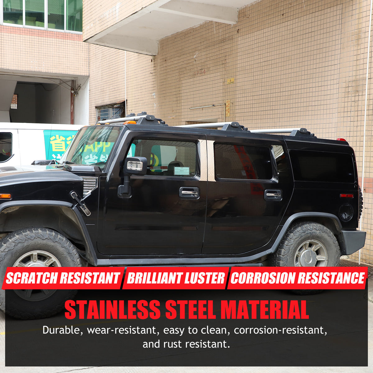Center Door Chrome Pillar Post Mirror Trim Set For Hummer H2 2003-2009 4