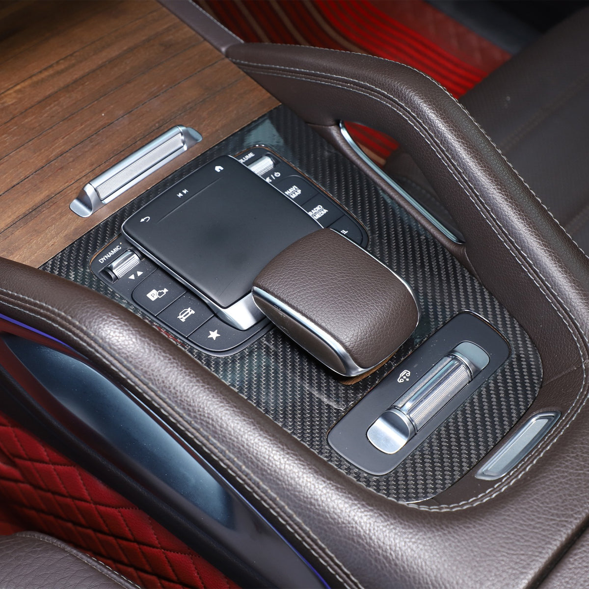 Real Carbon Fiber Gear Shift Panel Trim Cover For Benz GLE V167/GLS X167 2020+ 14