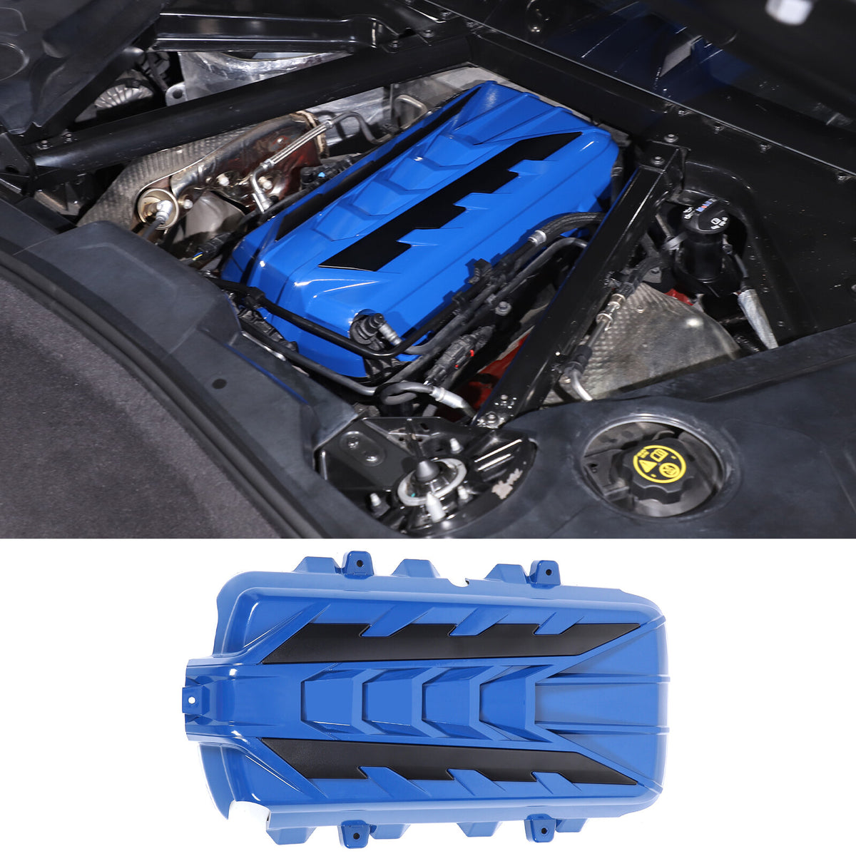 Blue Engine Bay Panel Cover Trim in Edge Black For Corvette C8 2020-26 4