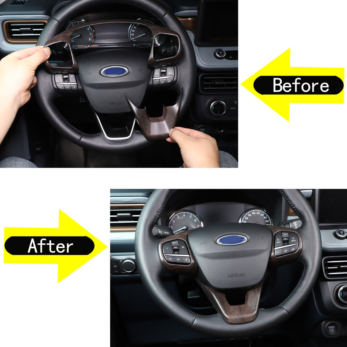 Oak Wood Grain Interior Decor Trim Cover Set Kit Fits Ford Maverick 2022-2024 51