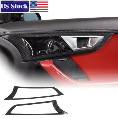 ABS Carbon Fiber Inner Door Handle Frame Cover Trim For Jaguar F-TYPE 2013-24 US 1